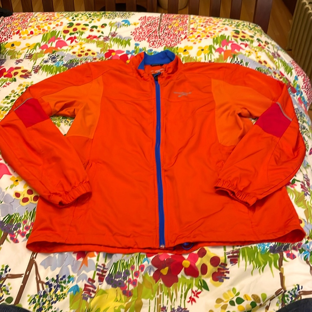 Brooks Shelter Technology Orange/Blue Lightweight Running Jacket Reflective Sz L
